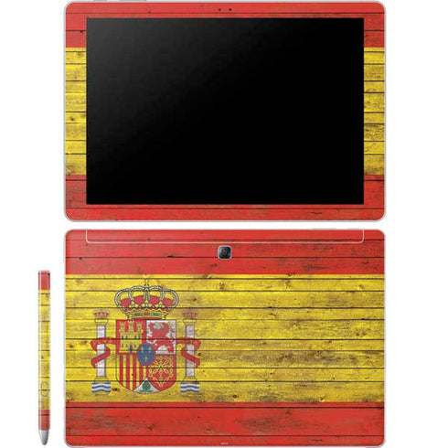 Spain Flag Dark Wood Galaxy Book 12in Skin
